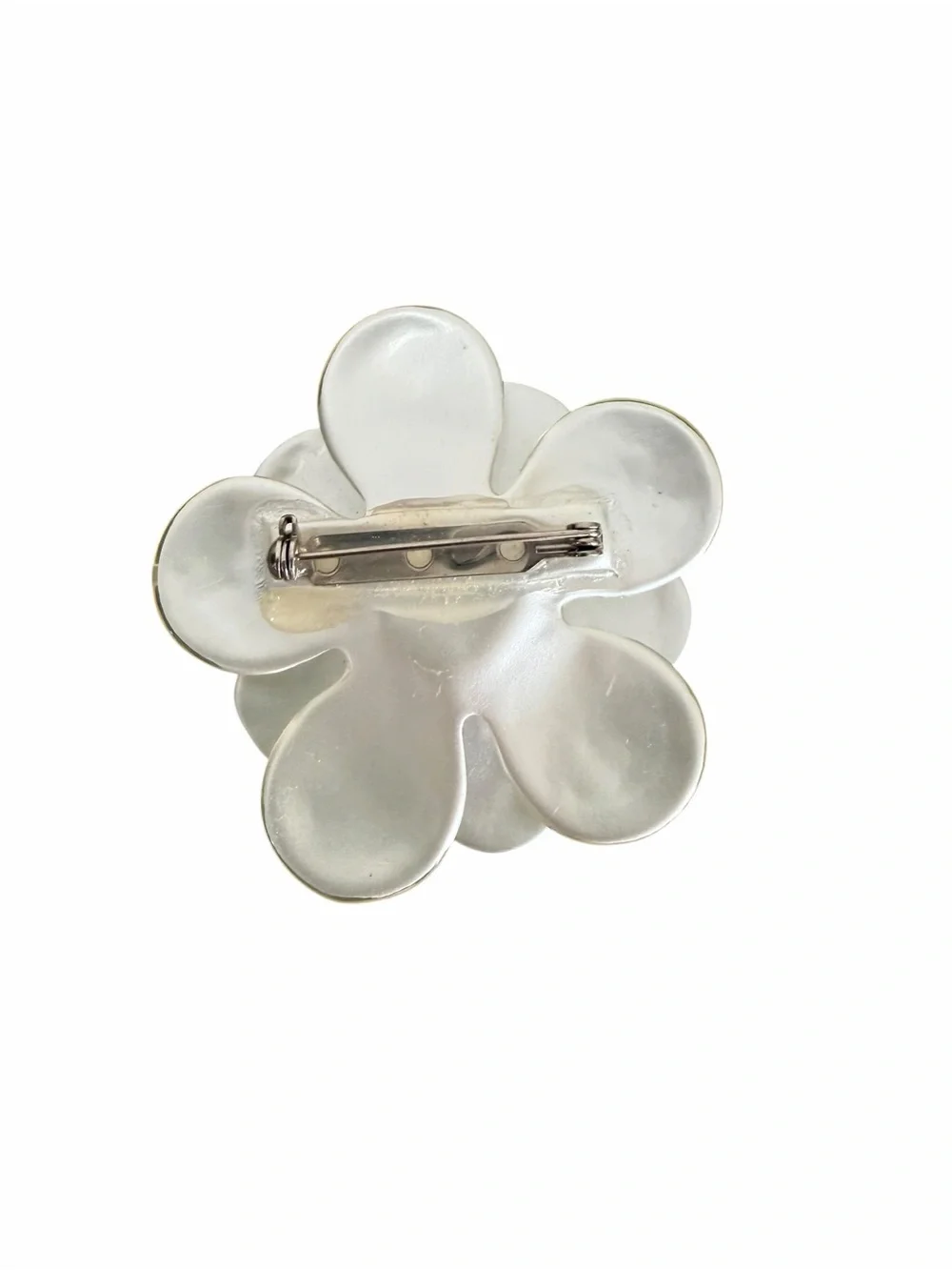 1980’s Chanel Style Ivory Flower Brooch with Crystal Accents